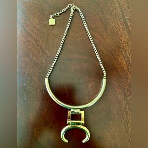 Zenzii Gold Tone 17”&Pendant 2,5” Necklace with Box Chain Style Geometric Design